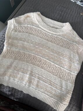 Lightweight Cream Knit Sweater Vest